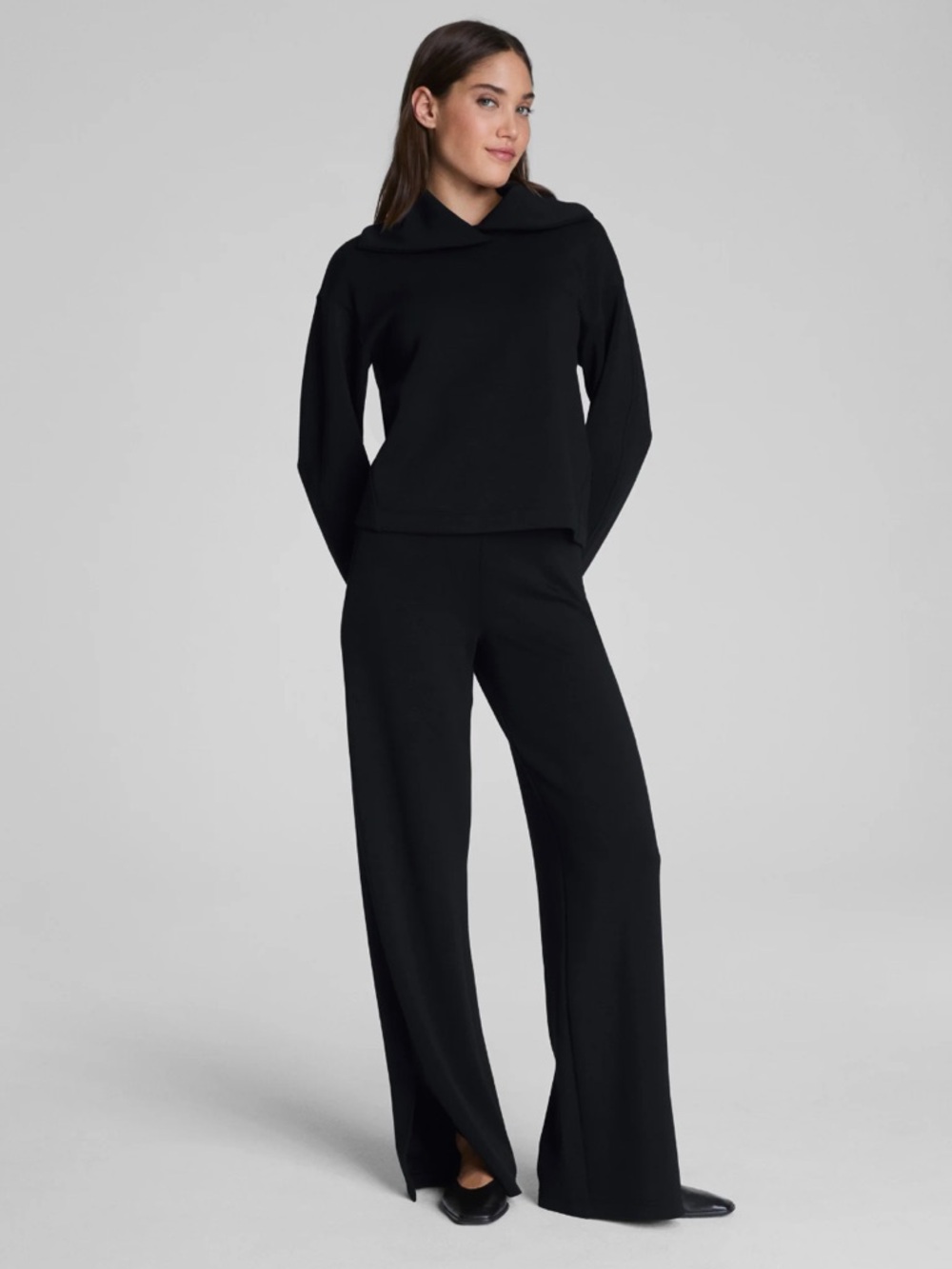 SPANX AirEssentials Zero Waistband Wide Leg Pant in Very Black